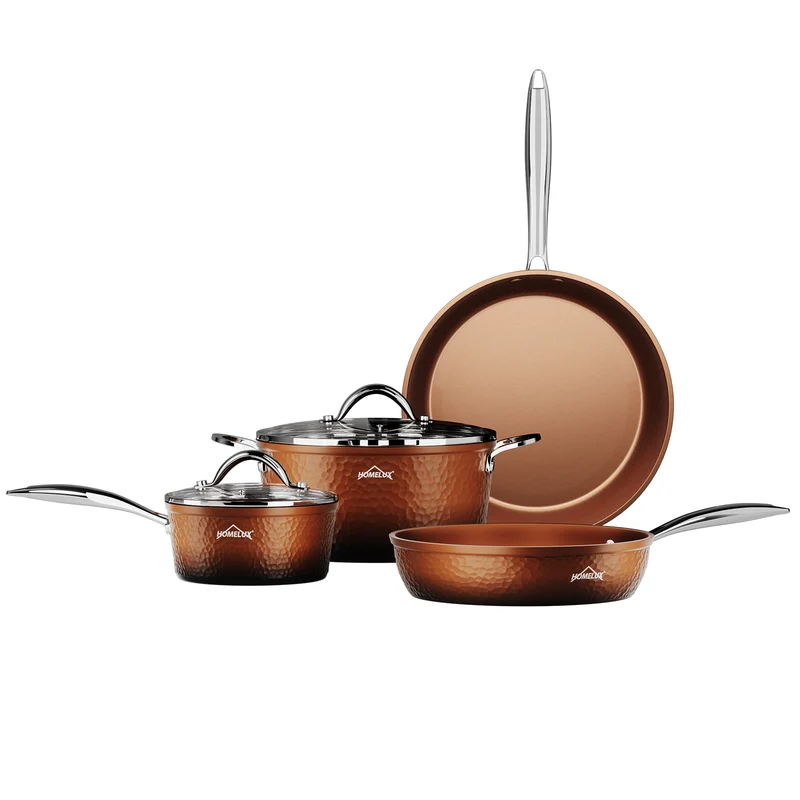 8-teilig Kochtopf Set Topfset Induktion mit Glasdeckel Aluguss Töpfe Pfannen Set