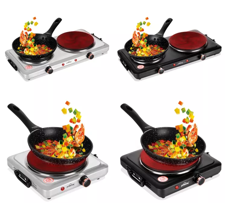 Herdplatte mit tragbaren Doppelkochfeldern, 1000W/1500W/2000W/2500W, elektrisch Herdplatte