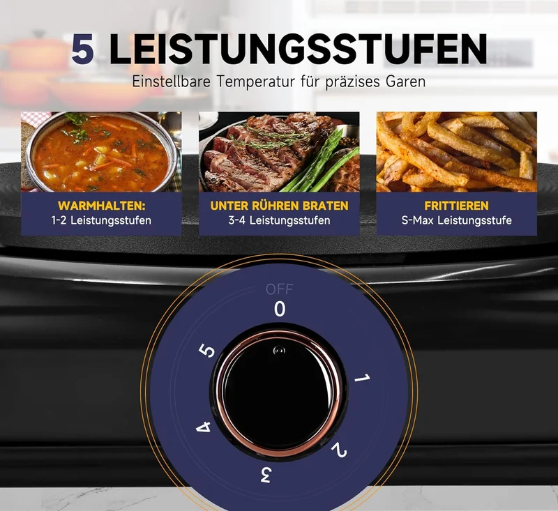 Herdplatte mit tragbaren Doppelkochfeldern, 1000W/1500W/2000W/2500W, elektrisch Herdplatte