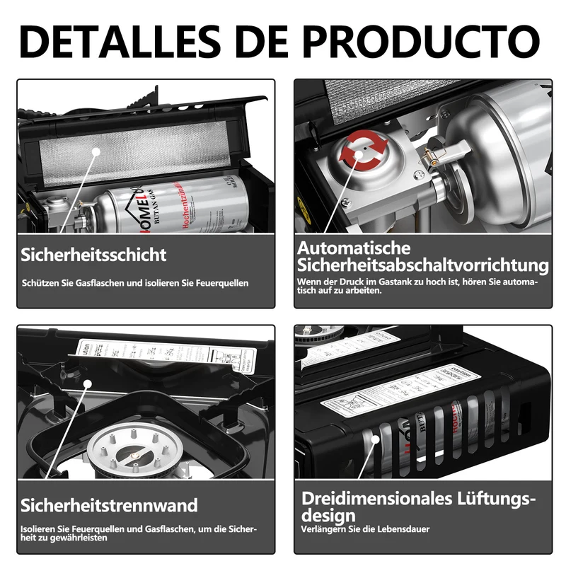 Camping-Gaskocher-Set 2,2 KW, mit Gaskartusche, inkl. Aufbewahrungsbox. Ideal für Outdoor-Kochen
