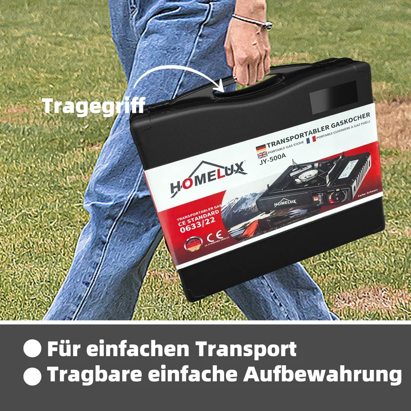 Camping-Gaskocher-Set 2,2 KW, mit Gaskartusche, inkl. Aufbewahrungsbox. Ideal für Outdoor-Kochen