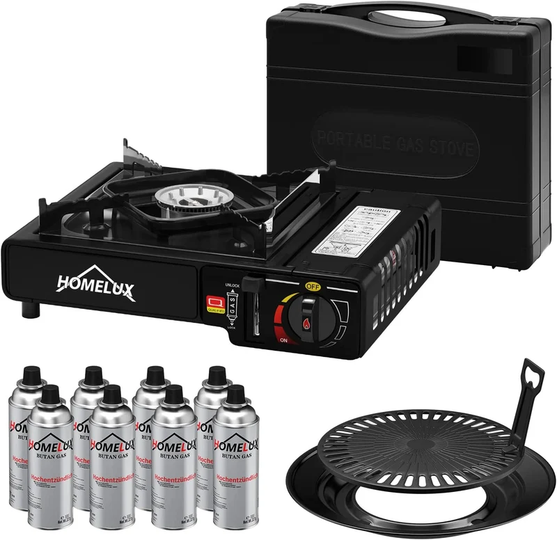 Camping-Gaskocher-Set 2,2 KW, mit Gaskartusche, inkl. Aufbewahrungsbox. Ideal für Outdoor-Kochen