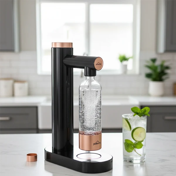 HOMELUX Soda Maker Sprudelwasser Maschine mit / ohne BPA-freien 1L PET-Flaschen / Edelstahlflasche (316er-Edelstahl)