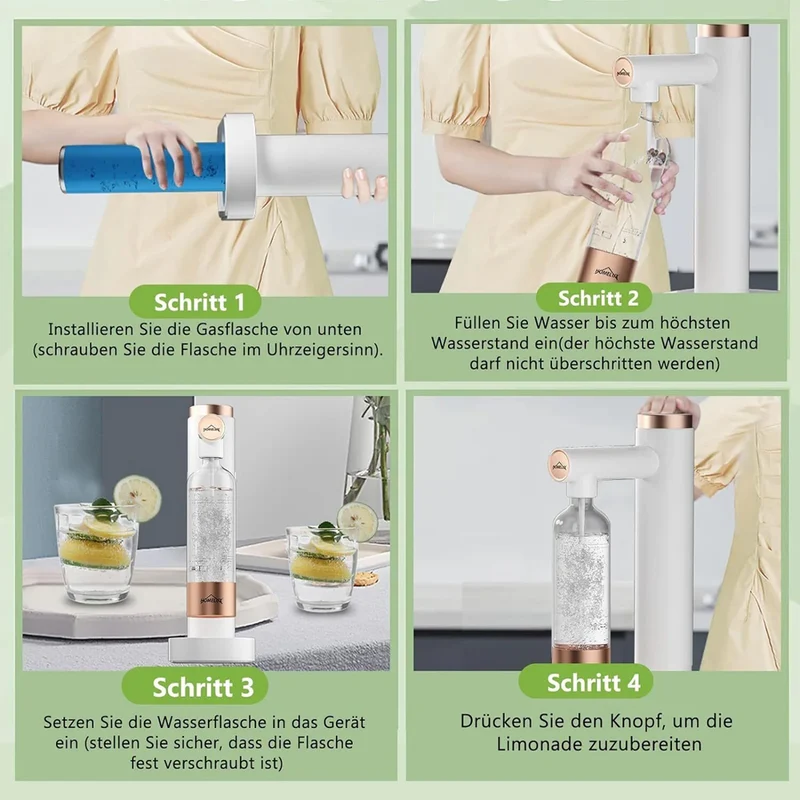 HOMELUX Sprudelwasser-Macher in Weiß, mit / ohne 1L PET-Flasche 316 Edelstahl-Behälter