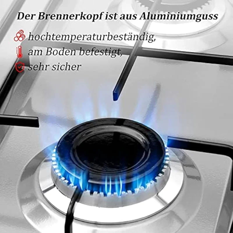 HOMELUX Gaskocher 4 flammig Campingkocher mit Deckel 6,2 kW Kocher Gas Herd Outdoor
