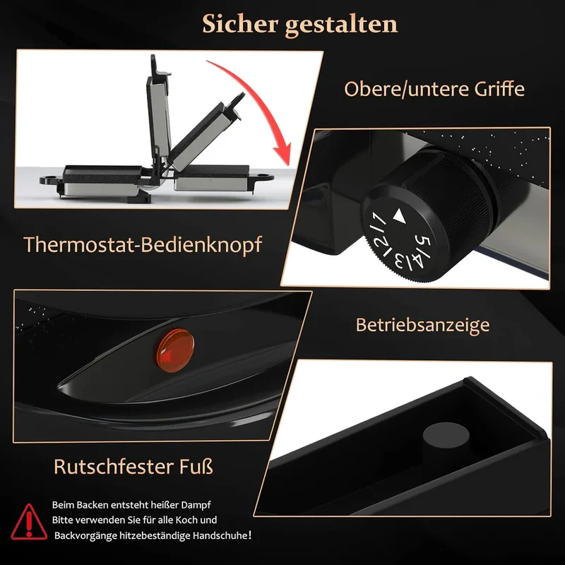 Kontaktgrill 2000W Edelstahl Multigrill für Lahmacun & Elektro-Grillfunktion