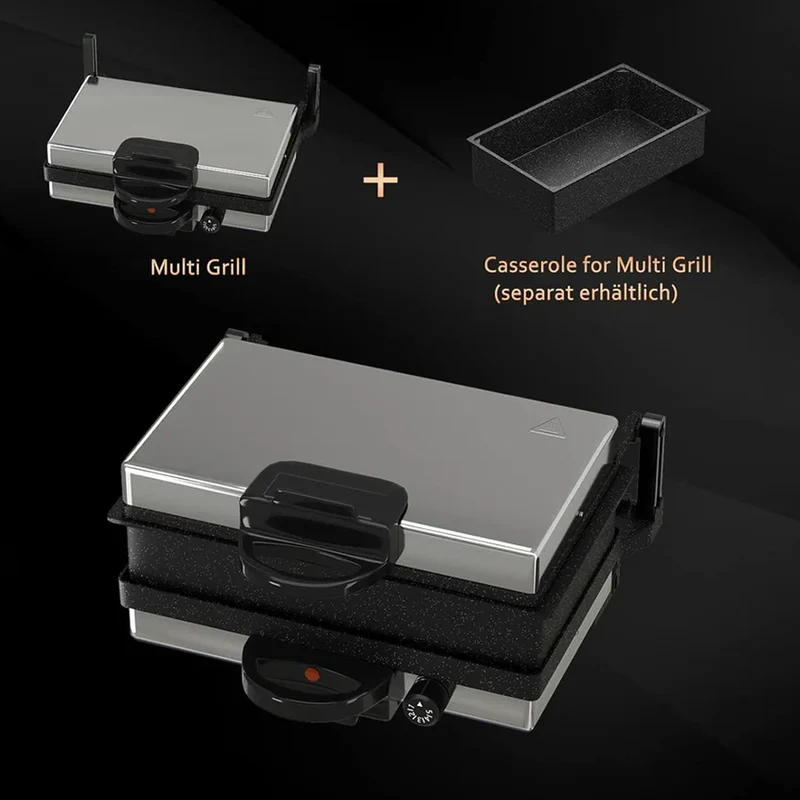 Kontaktgrill 2000W Edelstahl Multigrill für Lahmacun & Elektro-Grillfunktion