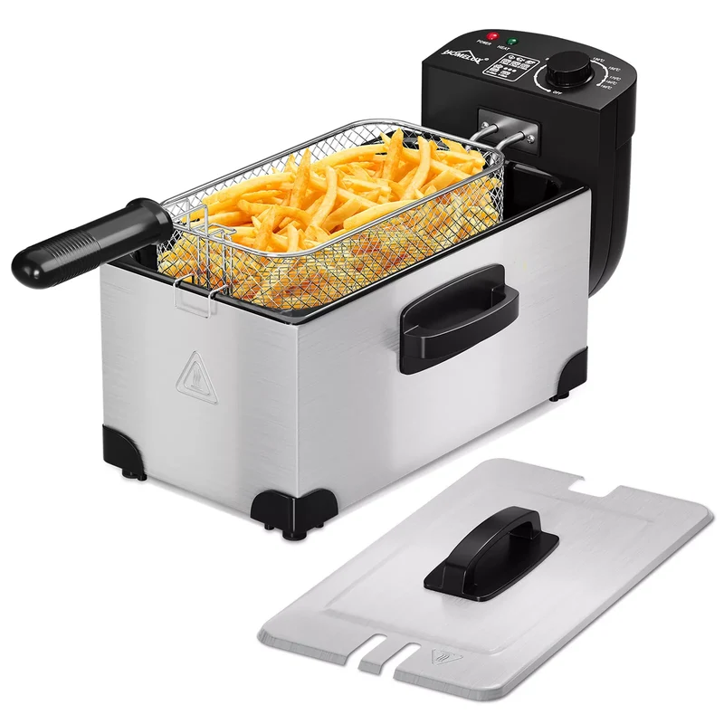 HOMELUX Friteuse 3 L 2000W fritteuse mit öl, Temperaturregler, Edelstah fritteuse mit Fett & Öl, Deep Fryer, Elektrische Fritteuse