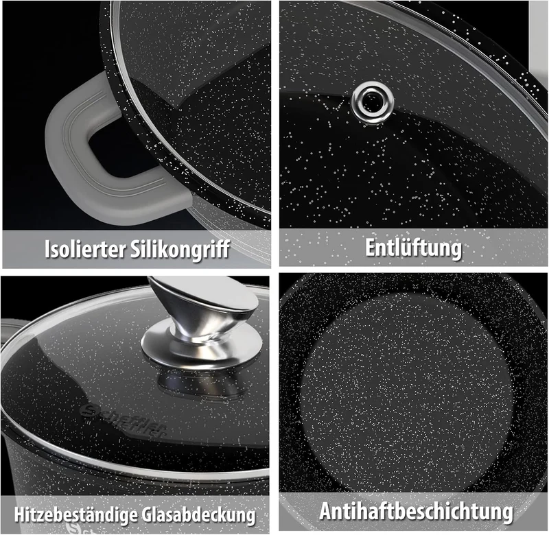 Scheffler Suppentopf Kochtopf 20cm - 44cm Suppentöpfe Bratentopf Topf Induktions