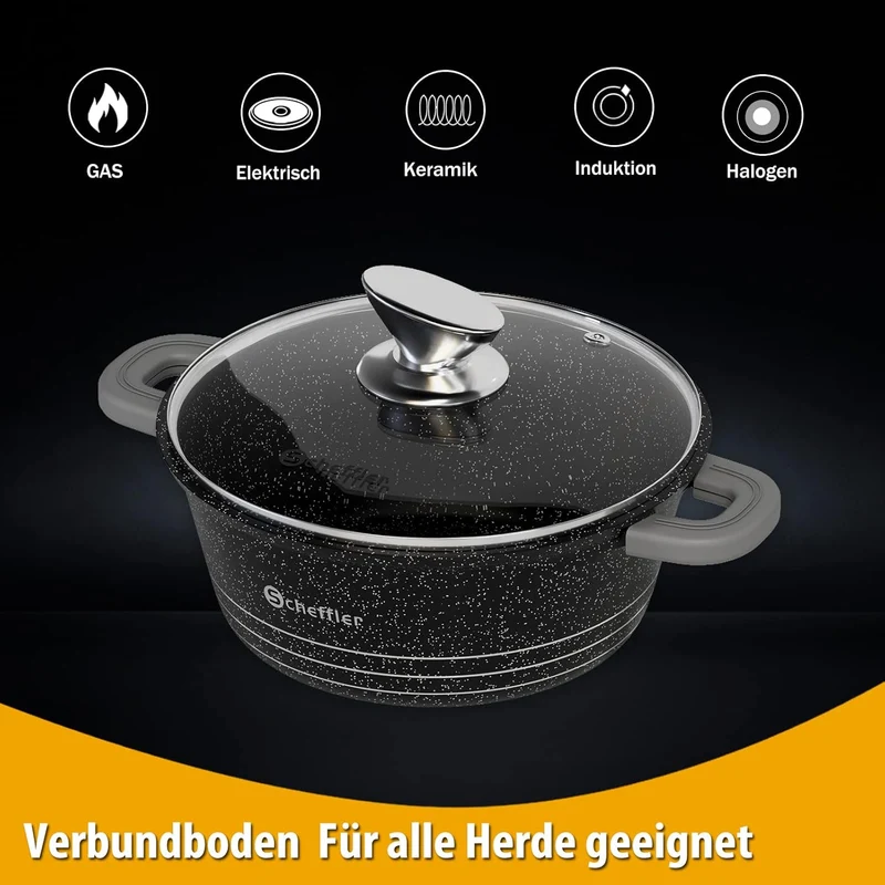 Scheffler Suppentopf Kochtopf 20cm - 44cm Suppentöpfe Bratentopf Topf Induktions