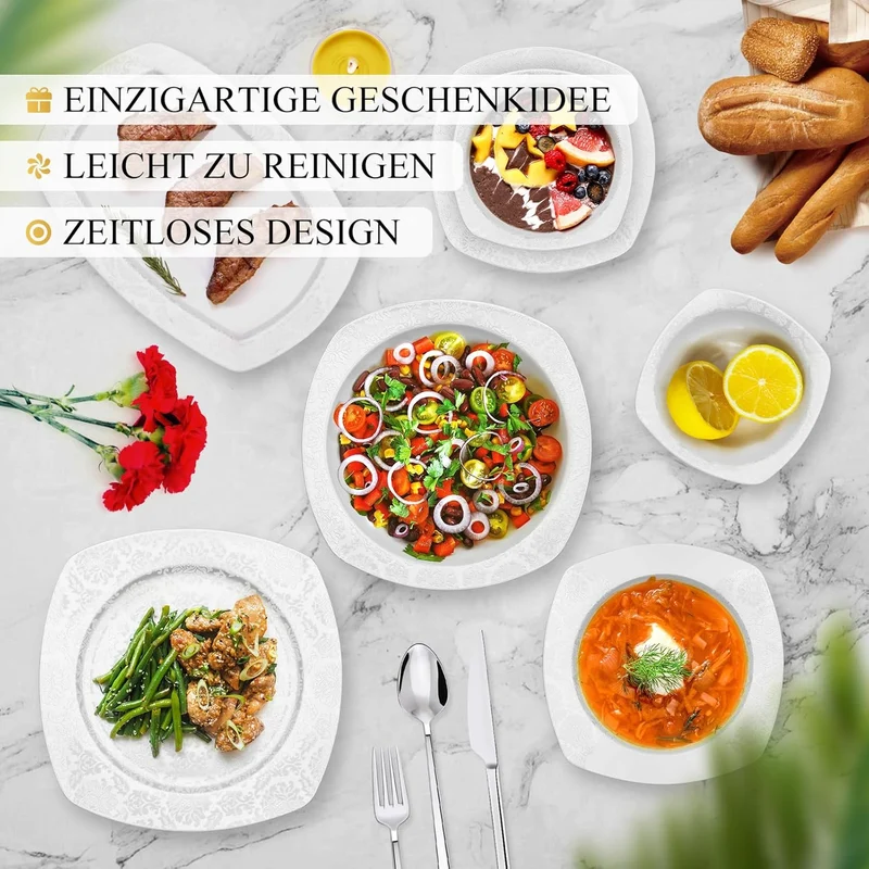 Geschirrset 26-Teiliges Fur 6 Personen Tafelservice Essservice aus Porzellan