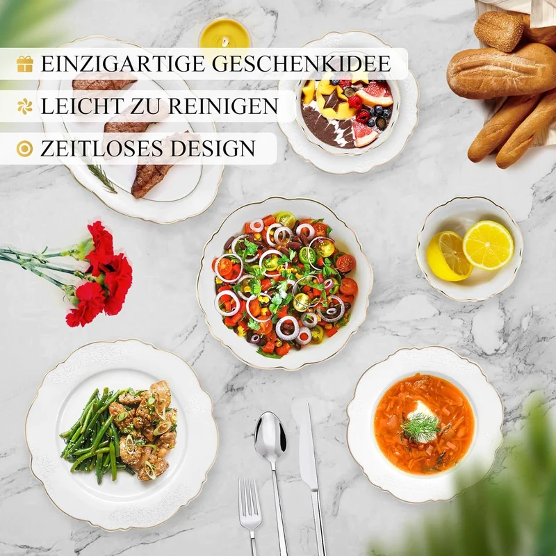 Geschirrset 26-Teiliges Fur 6 Personen Tafelservice Essservice aus Porzellan