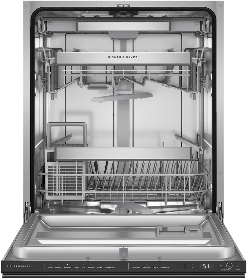 Fisher & Paykel Series 7 Contemporary Built-Under Dishwasher, Recessed Handle, Black Stainless Steel