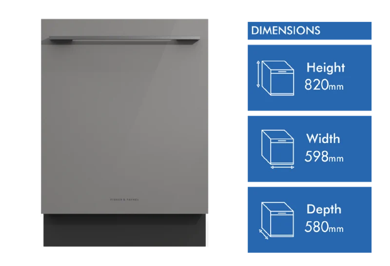 Fisher & Paykel Series 7 Minimal Built-Under Dishwasher, Grey Glass