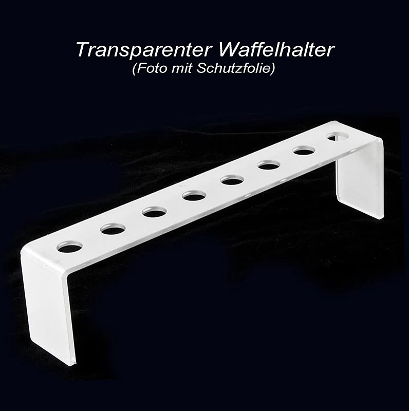 Mini-Waffelhörnchen-Halter, Plexiglas lichtgrau, lang, für 8 Hörnchen, ø 2cm, 1 St