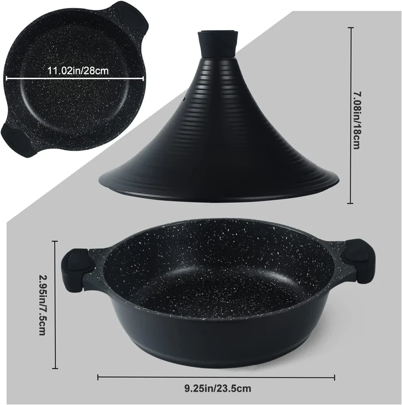 Scheffler Tajine-Topf – Marokkanische Tajine 28 cm Antihaftbeschichtung aus Aluminium mit konischer Form