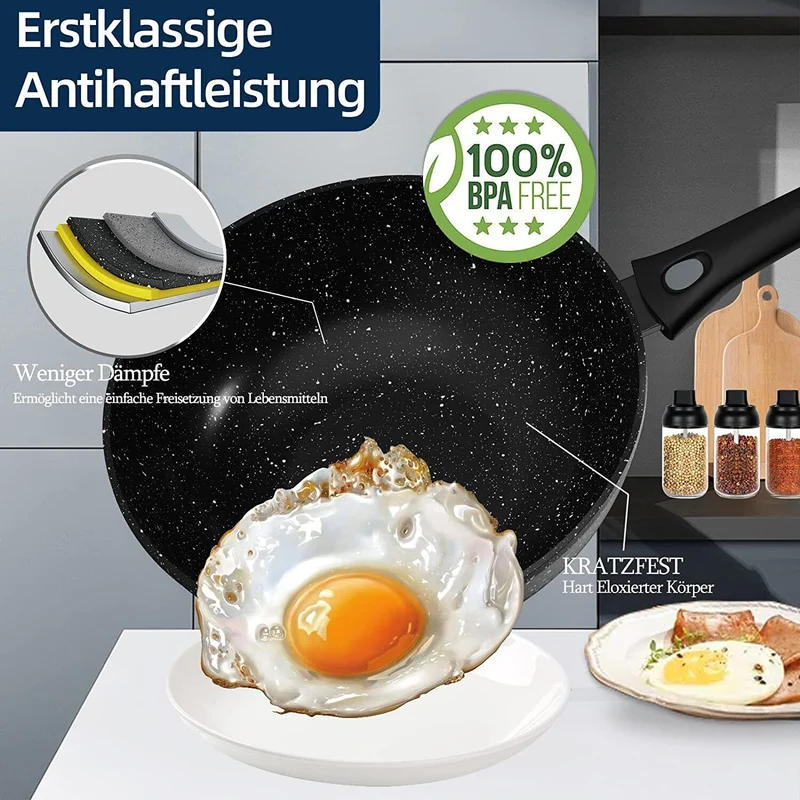Wok Pfanne Wokpfanne Mit Deckel Abnehmbar induktion