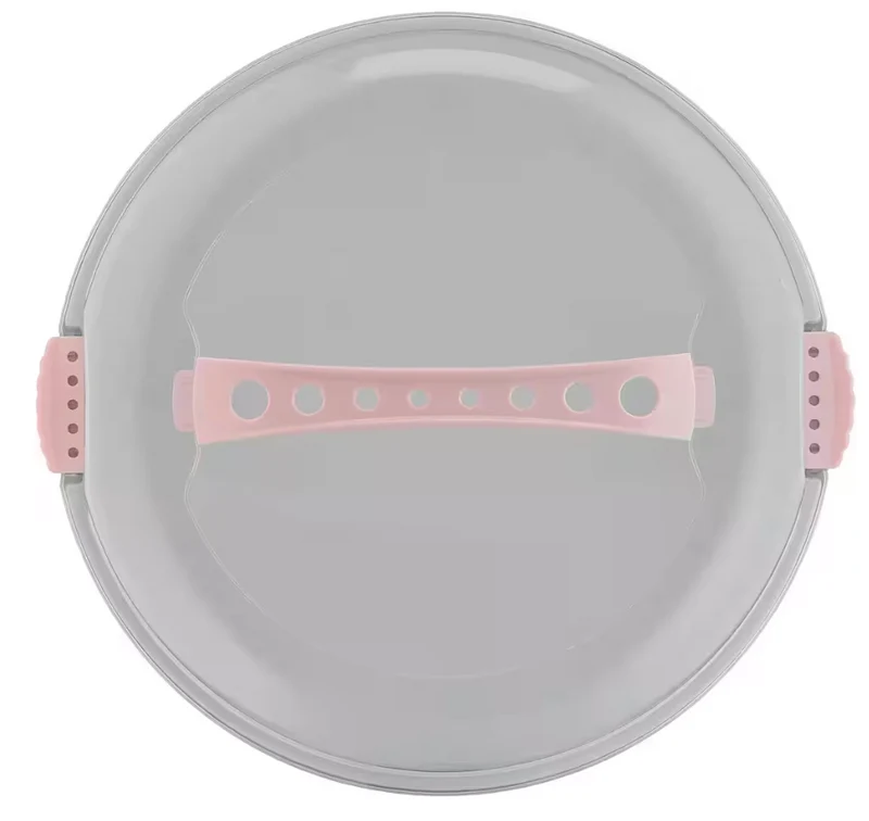 Runde Kuchentransportbox, Kunststoff, transparent/rosa, 34 cm