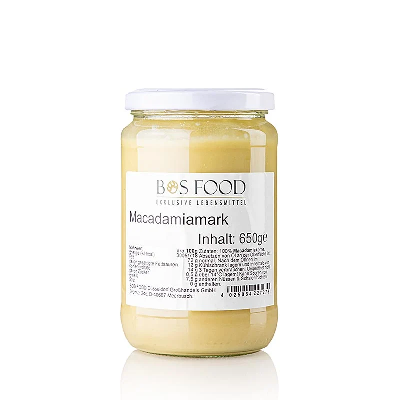 BOS FOOD Macadamia-Mark, 100% Mark ohne Zusatzstoffe, 650 g