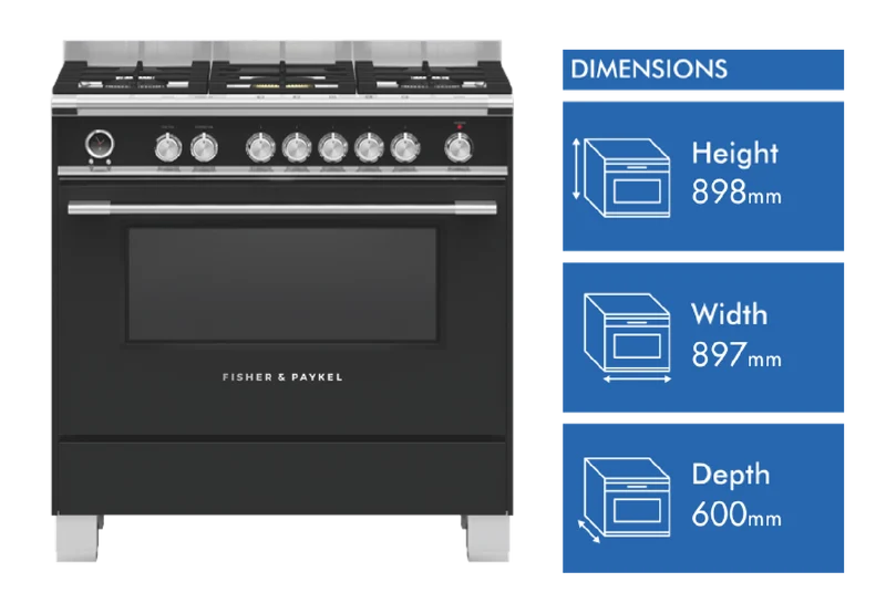 Fisher & Paykel 90cm Series 9 Classic 5 Burner Dual Fuel Pyrolytic Cooker