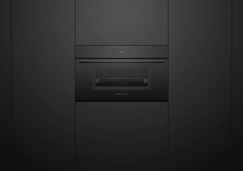 Fisher & Paykel Series 9 Minimal Compact 76cm Combination Steam Oven, Black Glass
