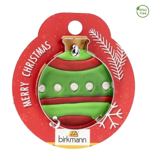 Ausstechform 'Christbaumkugel', 5 cm, auf Geschenkkarte, Edelstahl