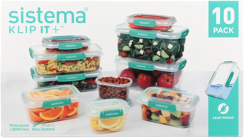 Sistema 10 Pack Klip It Plus Minty Teal Food Storage Containers