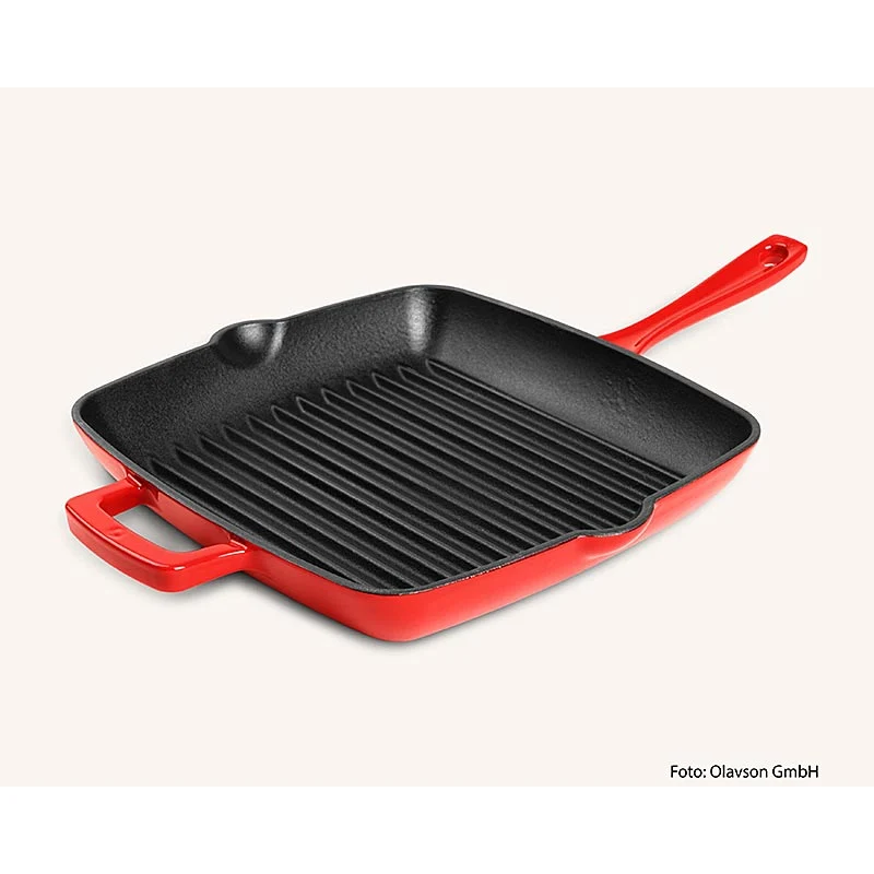 Olavson Grillpfanne Rot, Gusseisen, emailliert, 24cm, für alle Herdarten, 1 St