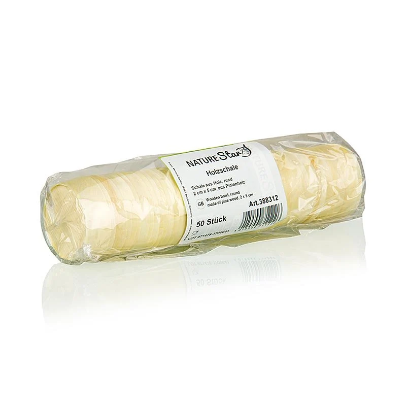 Einweg Holz-Timbale (Becher), Ø5cm, 2cm hoch (halten keine Flüssigkeit), 50 St