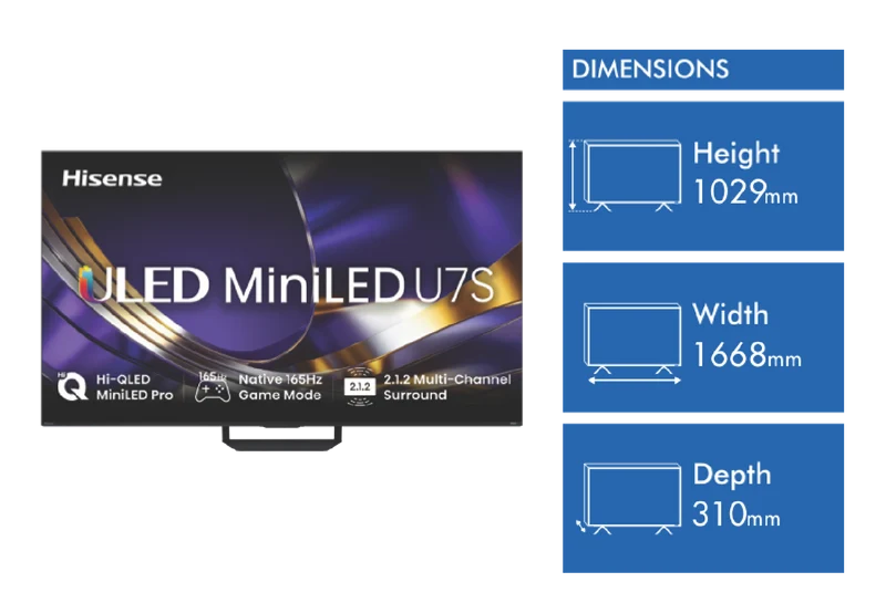 Hisense 75" U7SAU 4K ULED MiniLED 165Hz TV 2026