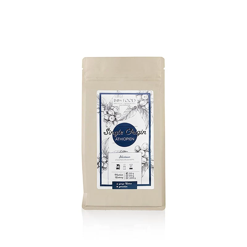 BOS FOOD - Single Origin Kaffee - Äthiopien Yirgacheffe, ganze Bohne, 250 g
