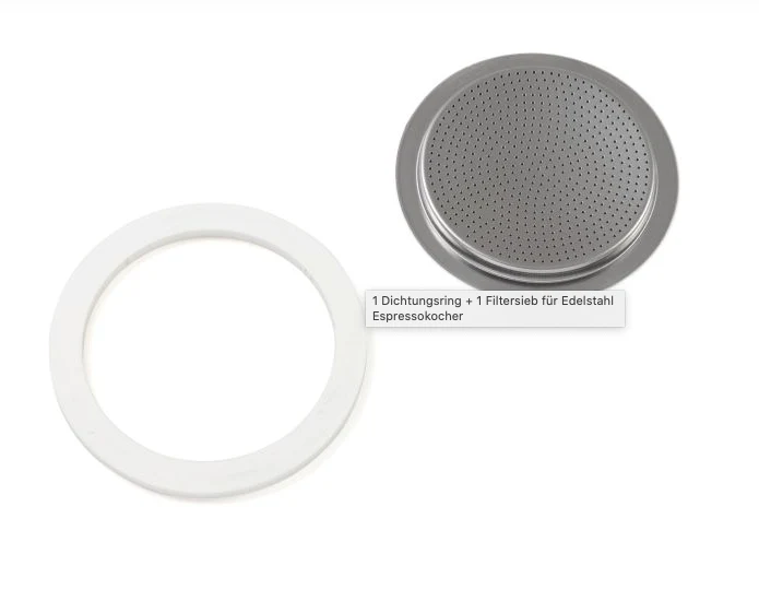 Bialetti Inox Dichtungsring + Filter Set, verschiedene Größen