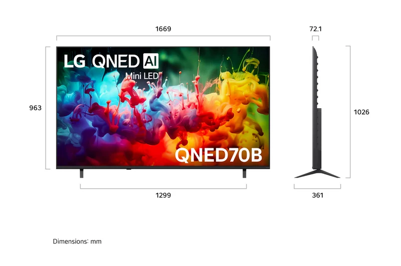 LG 75" QNED70B AI Mini LED 4K Smart TV 2026