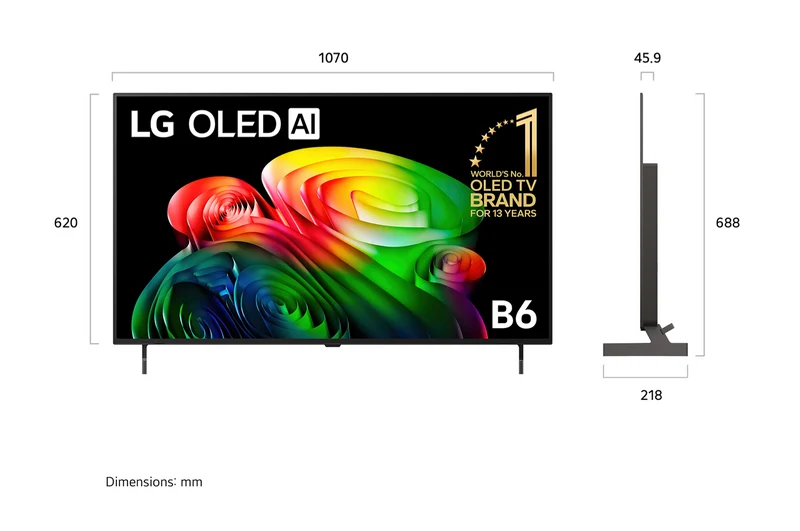 LG 48" OLED TV B6 4K AI 2026