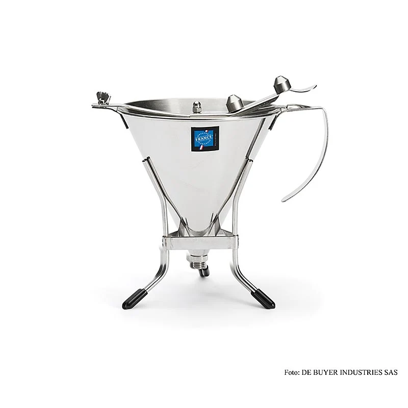 deBUYER Fondanttrichter, automatisch, mit 3 Auslaufmaßen, 1,5 Liter, mit Gestell, 1 St