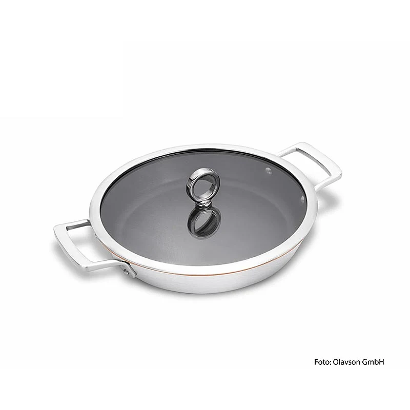 Olavson Kupferkern Pfanne Serviere m. Deckel, beschichtet, 26cm, f. a. Herdarten, 1 St
