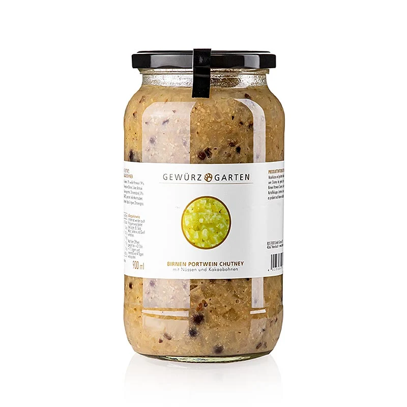 Gewürzgarten Birnen Portwein Chutney, mit Nüssen, Ingwer und Kakaobohnen, 900 ml
