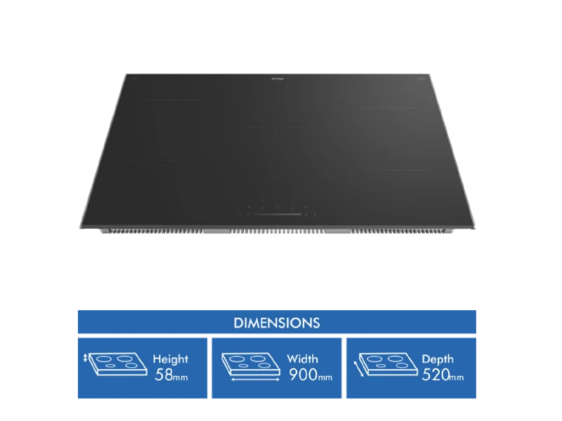 Omega 90cm Induction Cooktop, Touch Controls