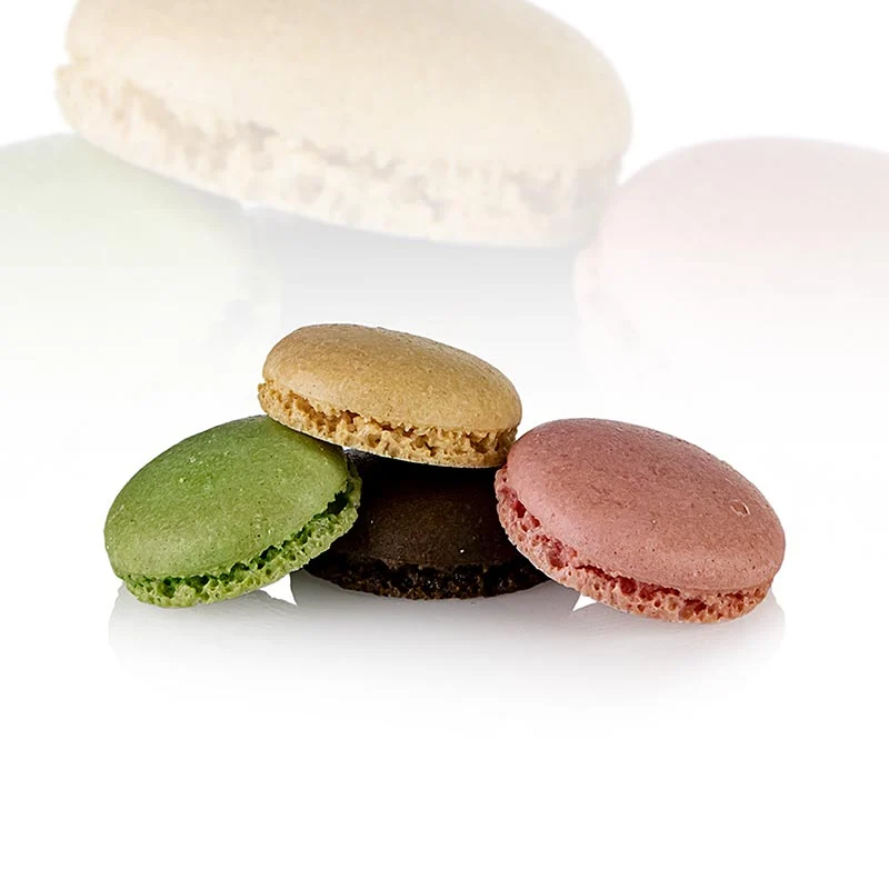 Macarons Mischung 1 (je 96 x Pistazie, Schoko, Natur, Himbeer), ca.Ø3,5cm, 921 g, 384 St