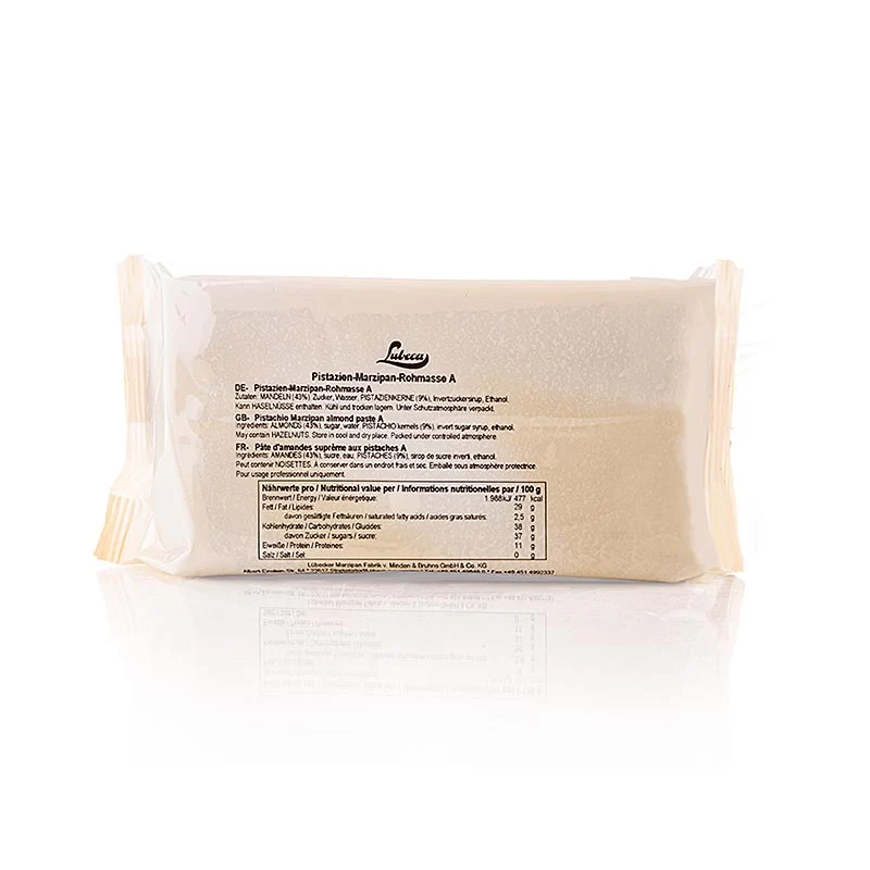 Roh-Pistazien-Marzipan, PM, 43% Mittelmeermandeln und 9% Pistazien, Lubeca, 1 kg