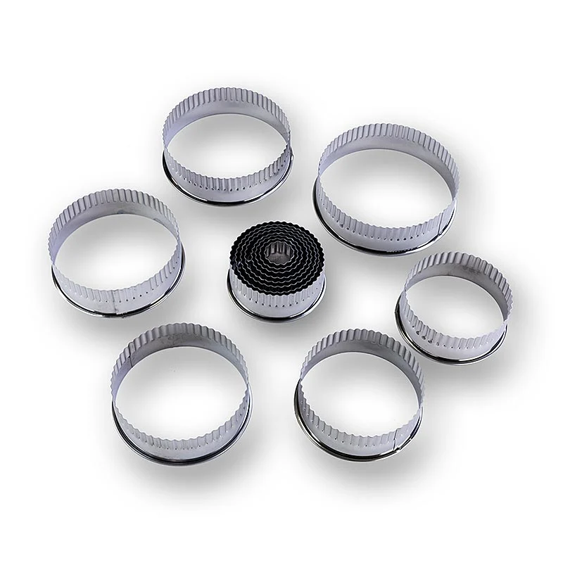 Blechausstecher Set, rund, gerippt, ø 2,2 -11cm, 3cm hoch, 14 tlg.