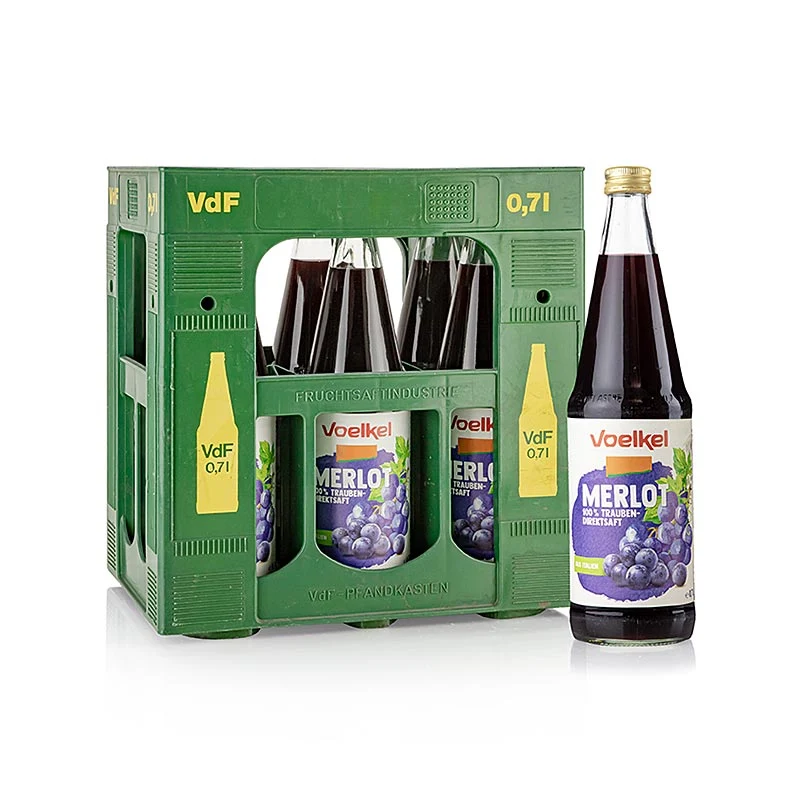 Voelkel - Merlot Traubensaft, dunkel, 100 % Direktsaft, BIO, 4,2 l, 6 x 700ml