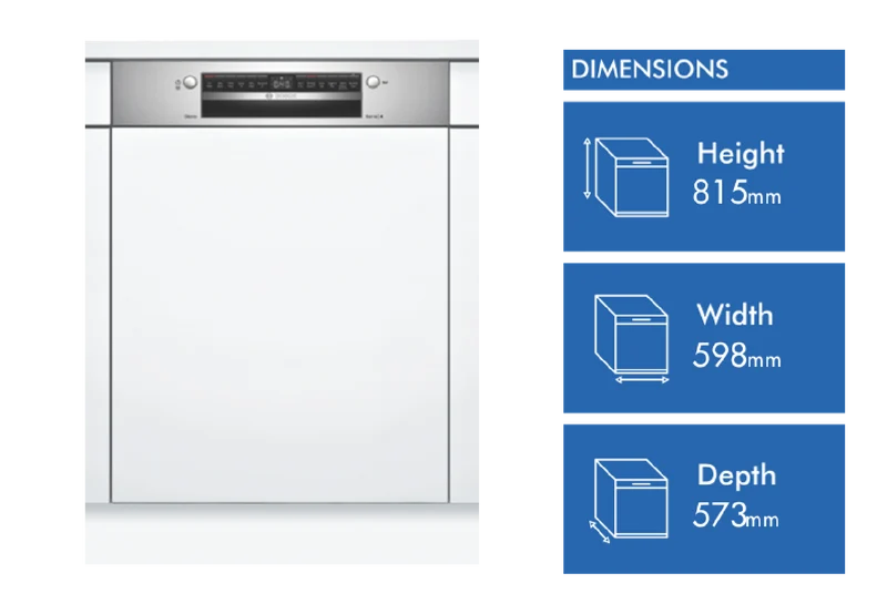 Bosch Series 4 60cm Semi-Integrated Dishwasher Stainless Steel Panel