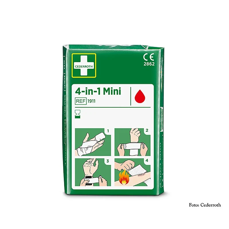 Cederroth - Wundverband 4-in-1 MINI, Kompresse & Druckverband, (1911) (Bloodstopper), 1 St