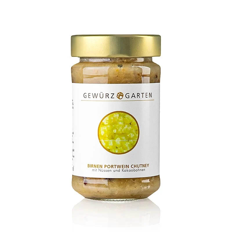 Gewürzgarten Birnen Portwein Chutney, mit Nüssen, Ingwer und Kakaobohnen, 225 ml