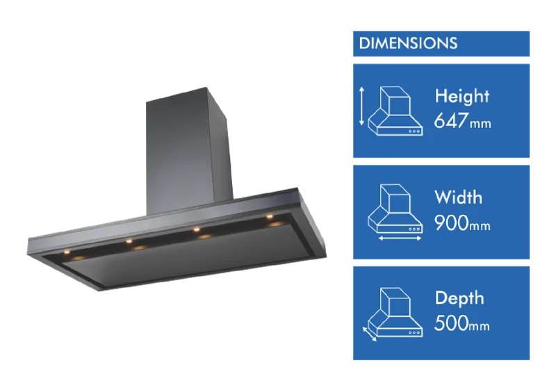 Schweigen 90cm Silent Canopy Rangehood, Black ** 2 BOXES **