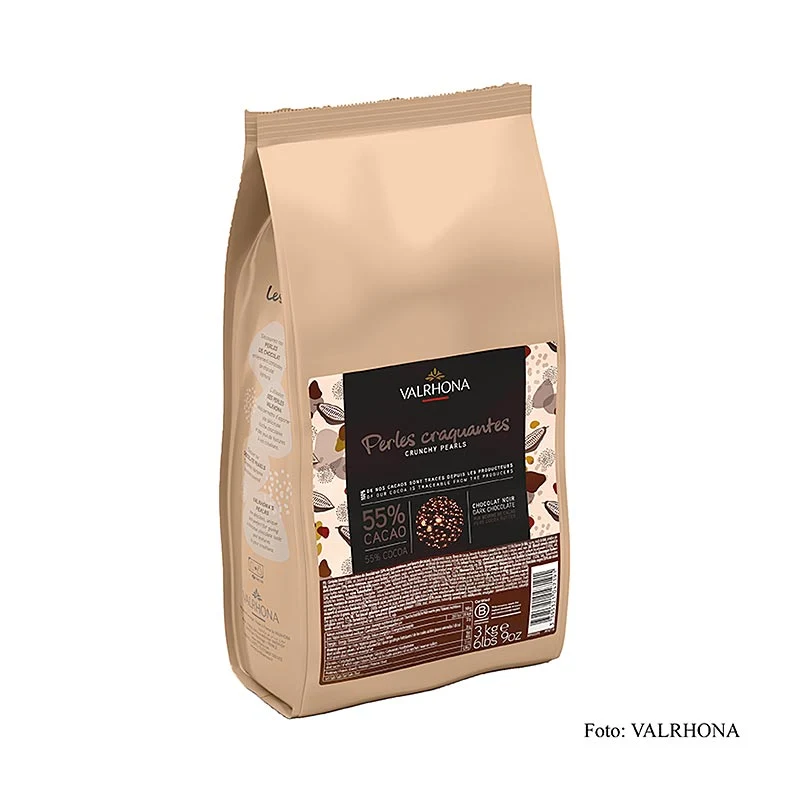 Knusprige Perlen, Getreidefüllung mit Schokoüberzug, 55% Kakao, Valrhona, 3 kg