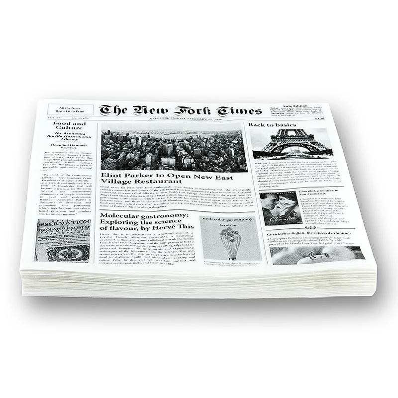 Einweg Snack Papier mit Zeitungspapierdruck, ca.290x300mm, New Fork Times, 500 Blatt
