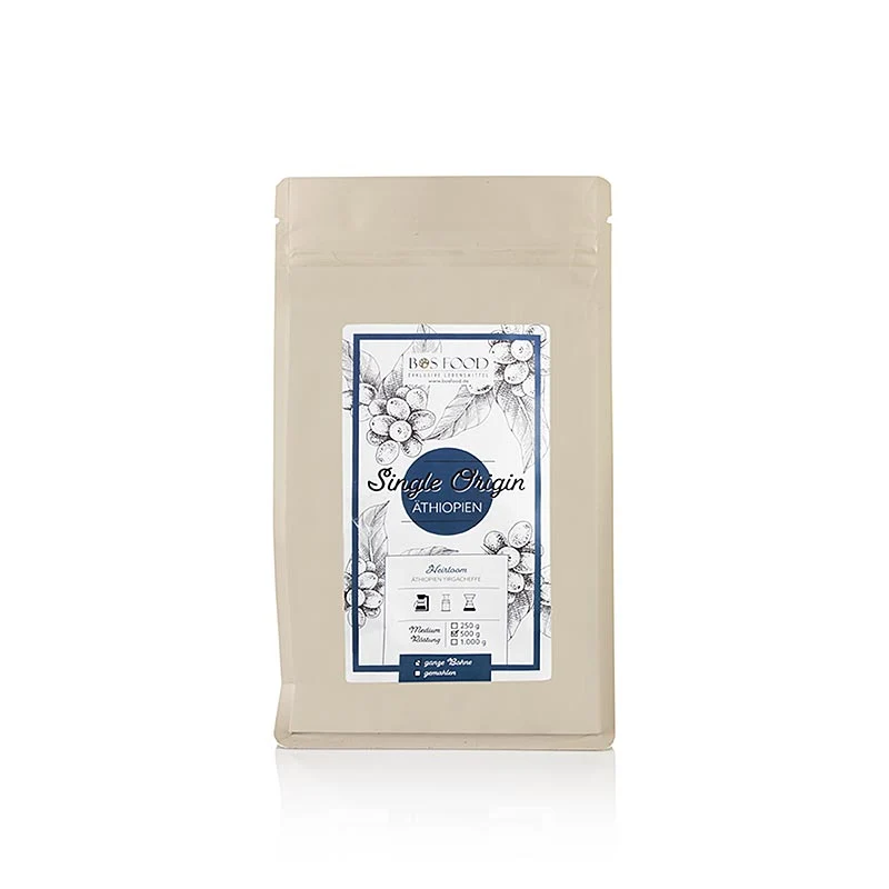 BOS FOOD - Single Origin Kaffee - Äthiopien Yirgacheffe, ganze Bohne, 500 g
