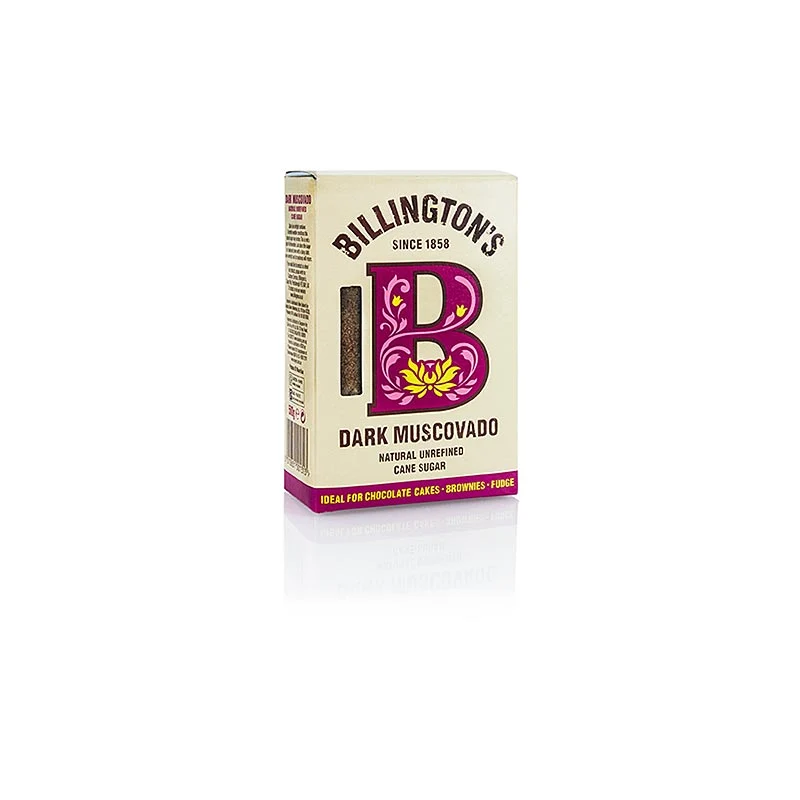 Muscovado Zucker, dunkel, Roh-Rohrzucker, Karamell- und Malznoten, Billington´s, 500 g